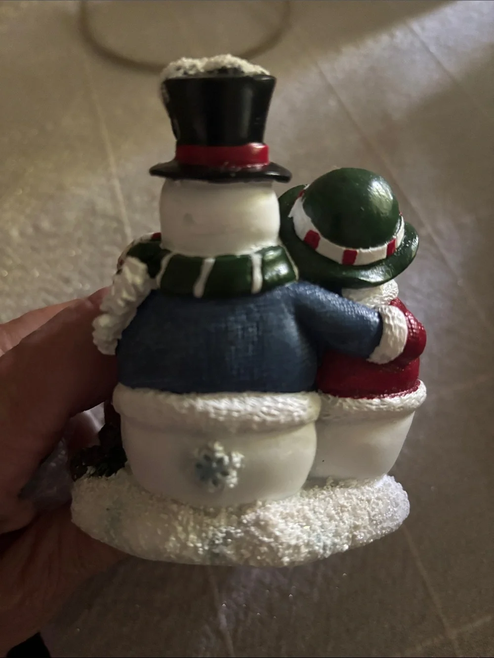 Yankee Candle Holiday Vintage Glitter Snowman Couple Tealight Holder